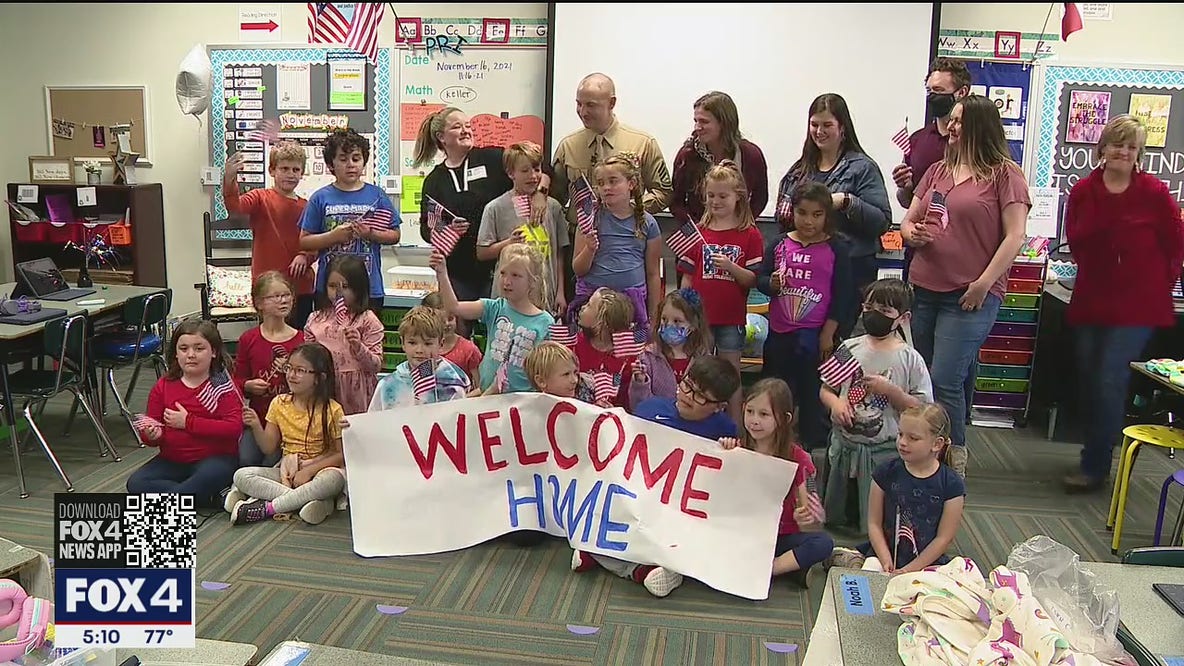 Keller U.S. Marine surprises his kids at school in time for the holidays